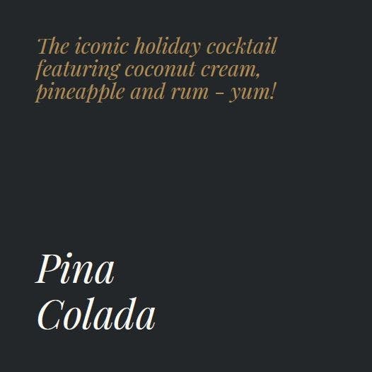Pina Colada Recipe Card