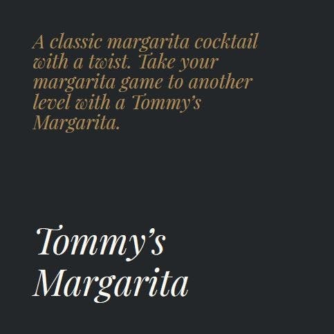 Tommy's Margarita Recipe Card